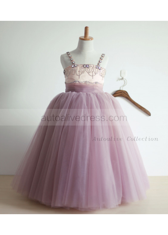 Lavender Satin Tulle Tutu Flower Girl Dress
